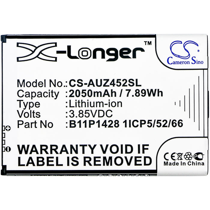 CS-AUZ452SL : Battery for Asus ZenFone Go 4.5, ZB452KG, X009DB and others - Replaces Asus B11P1428 1ICP5/52/66, 0B200-01910000, 0B200-01910200