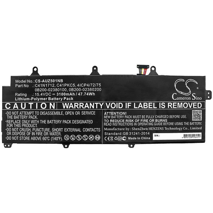 CS-AUZ501NB : Battery for Asus ROG Zephyrus GX501VS-XS71, ROG GX501GS, ROG ZEPHYRUS GX501VI-GZ027T and others - Replaces Asus C41N1712, C41PKC5, 0B200-02380100 and others