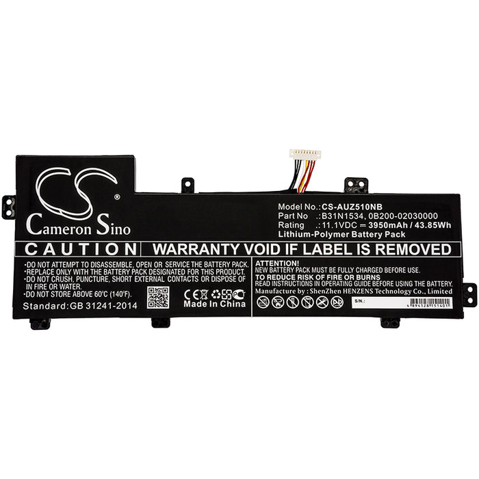 CS-AUZ510NB : Battery for Asus Zenbook UX510UW, UX510UW-1A, UX510UW-RB71 and others - Replaces Asus B31N1534, 0B200-02030000