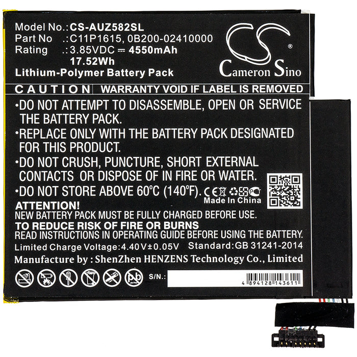 CS-AUZ582SL : Battery for Asus Zenpad Z8S, ZT582KL, P00J - Replaces Asus C11P1615, 0B200-02410000