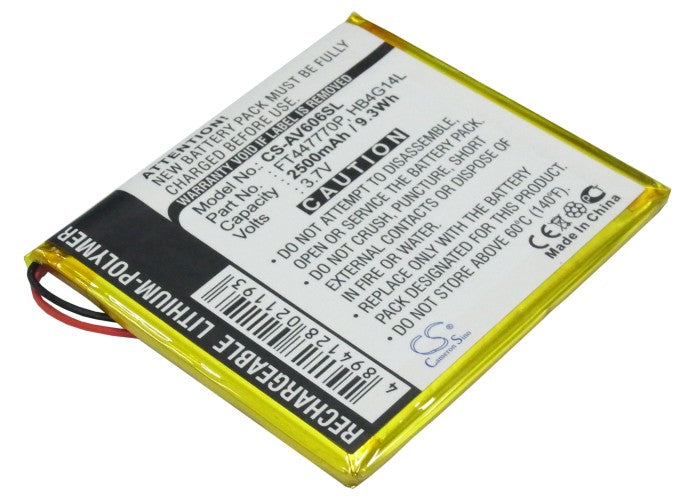 CS-AV606SL : Battery for Archos AV605 Wifi 605 GPS 4GB, AV605 Wifi 605 GPS 30GB, AV605 80GB and others - Replaces Archos FT447770P, HB4G14L