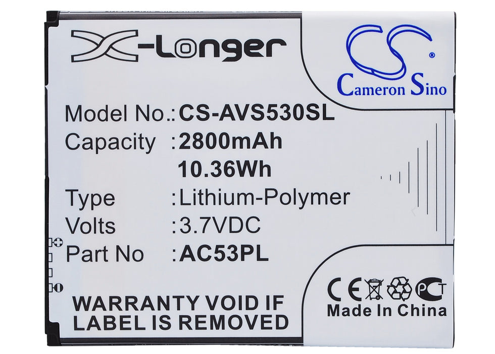 CS-AVS530SL : Battery for Archos 53 Platinum - Replaces Archos AC53PL