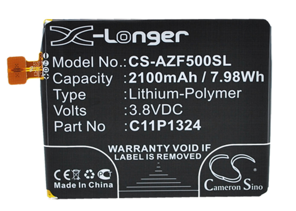 CS-AZF500SL : Battery for Asus ZenFone 5, ZenFone 5 A500, ZenFone 5 A501 and others - Replaces Asus C11P1324, 0B200-00850000