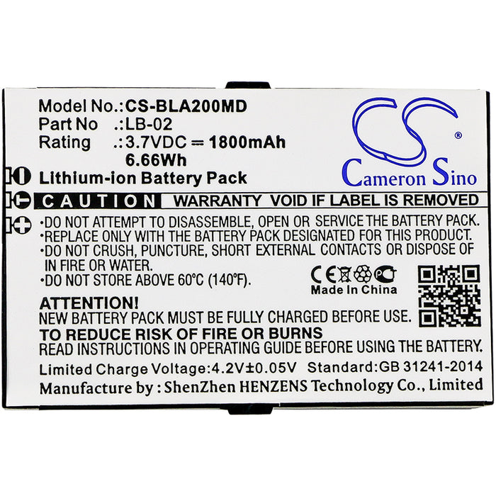 CS-BLA200MD : Battery for BIOLIGHT A2, A3, A4 and others - Replaces BIOLIGHT LB-02, 12-100-0001