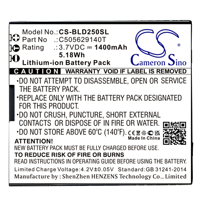 CS-BLD250SL : Battery for BLU Dash L2, D250, Dash L3 and others - Replaces BLU C505629140T, C505629140I, C505629140L