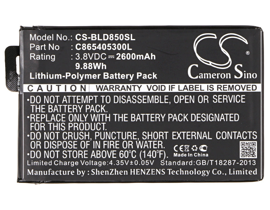 CS-BLD850SL : Battery for BLU Studio XL, Studio XL 6.0 HD, D850Q and others - Replaces BLU C865405300L, SL1805A