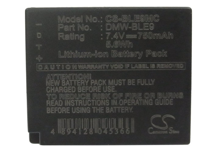 CS-BLE9MC : Battery for Panasonic Lumix DMC-GF3, Lumix DMC-GF3K, Lumix DMC-GF3R and others - Replaces Panasonic DMW-BLE9, DMW-BLE9PP, DMW-BLE9E