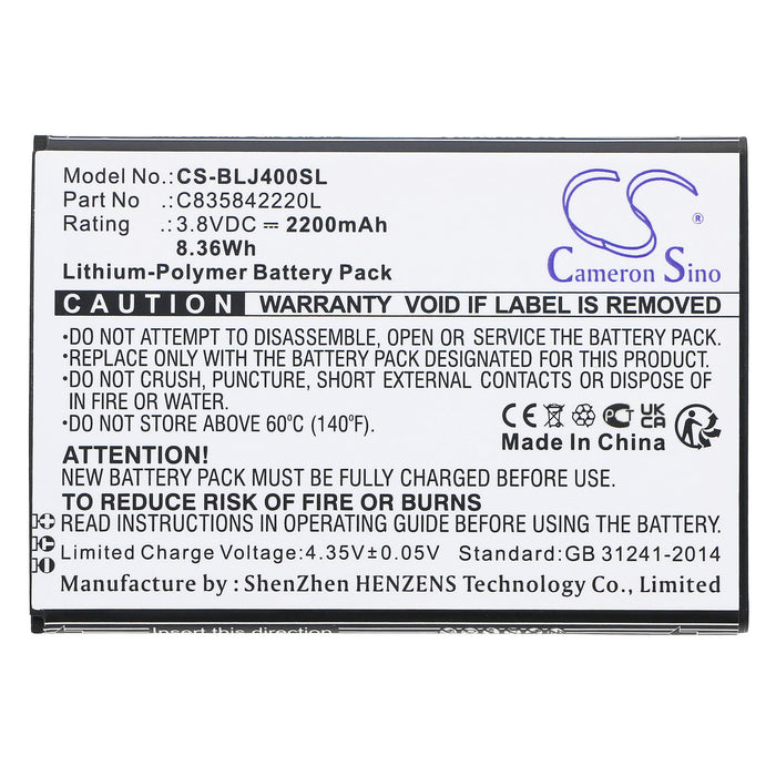 CS-BLJ400SL : Battery for BLU J4, J170, J170EQ - Replaces BLU C835842220L