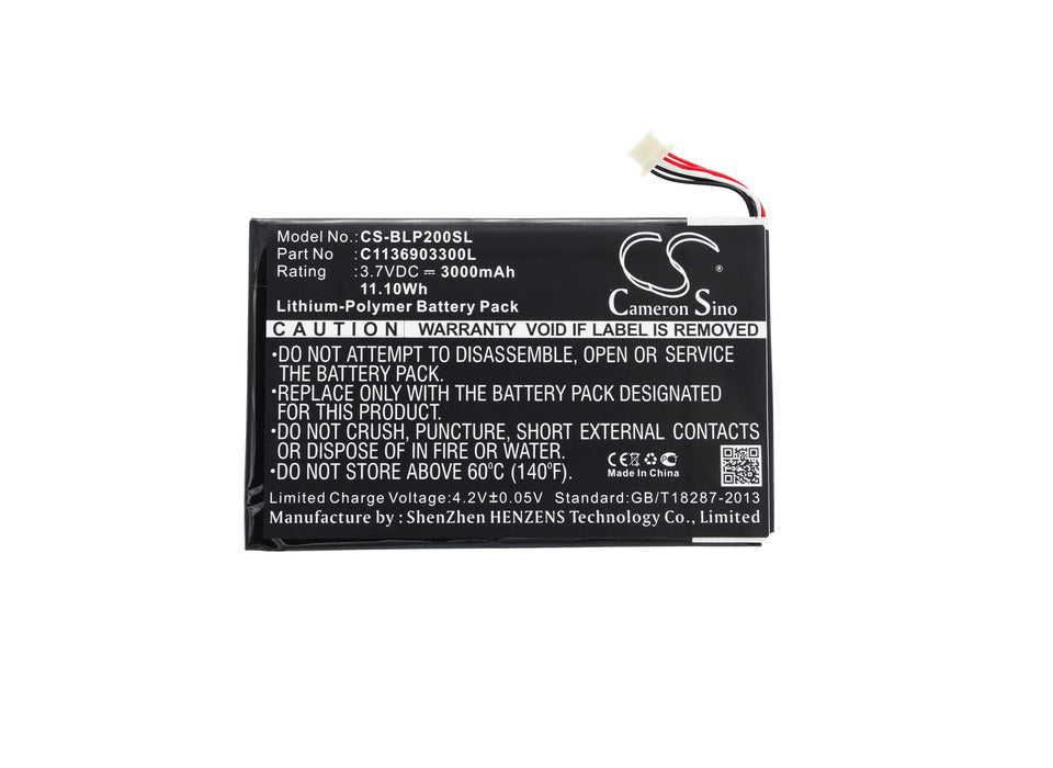 CS-BLP200SL : Battery for Fabrica Tablet PC 10.1 - Replaces BLU C1136903300L