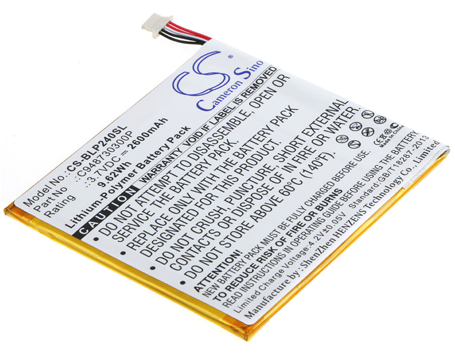 CS-BLP240SL : Battery for BLU TouchBook G7, P240u, TouchBook G7 G7 7.0" 3G and others - Replaces BLU C948730300P