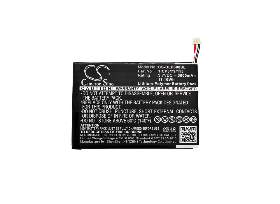 CS-BLP600SL : Battery for BLU TouchBook 7.0 Pro, P60W - Replaces BLU 1ICP3/79/115