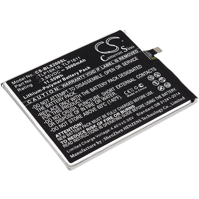 CS-BLX200SL : Battery for BLU Life One X2, L0090, L0091UU - Replaces BLU TLP16K18, TLP1611, TLP16G30 and others