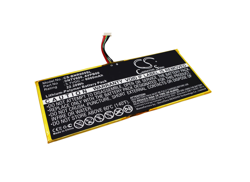 CS-BNR009SL : Battery for Barnes & Noble NOOK HD+9, Ovation, BNTV600 and others - Replaces Barnes & Noble BNTV600, AVPB00, AVPB002-A110-01 and others