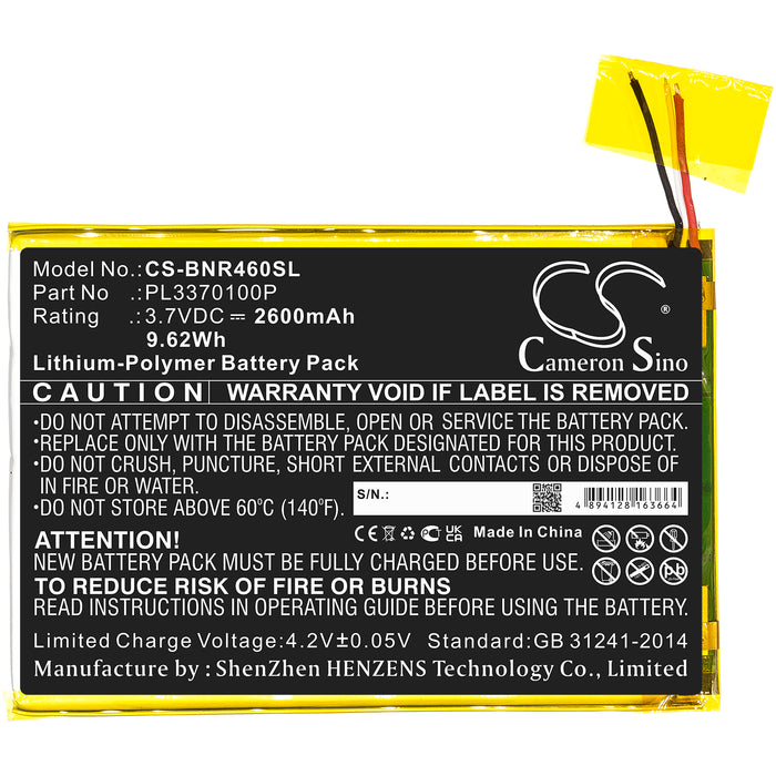 CS-BNR460SL : Battery for Barnes & Noble Nook 7, BNTV460, BNTV450 and others - Replaces Barnes & Noble PL3370100P