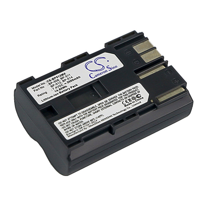 CS-BP512MX : Battery for Canon DM-MV100X, DM-MV100Xi, DM-MV30 and others - Replaces Canon BP-508, BP-511, BP-511A and others