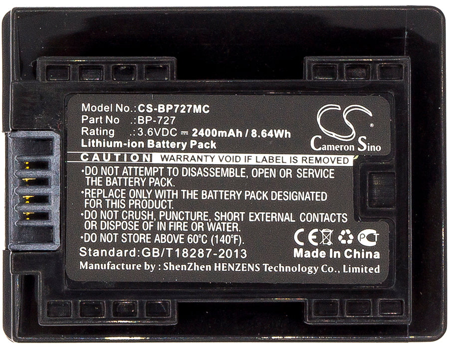 CS-BP727MC : Battery for Canon VIXIA HF M52, VIXIA HF M50, VIXIA HF M500 and others - Replaces Canon BP-727