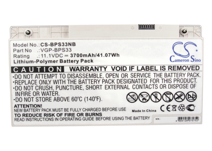 CS-BPS33NB : Battery for Sony SVT-14118CC, SVT14118CCS, SVT-1511M1E and others - Replaces Sony VGP-BPS33