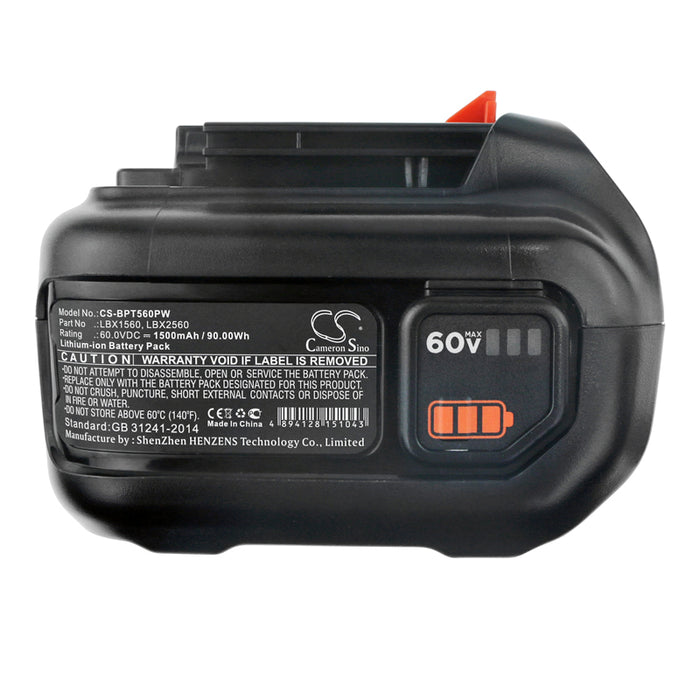 CS-BPT560PW : Battery for Black & Decker LSW60C, CM2060C, LHT360CFF 60V MAX Hedge Trimmer and others - Replaces Black & Decker LBX1560, LBX2560