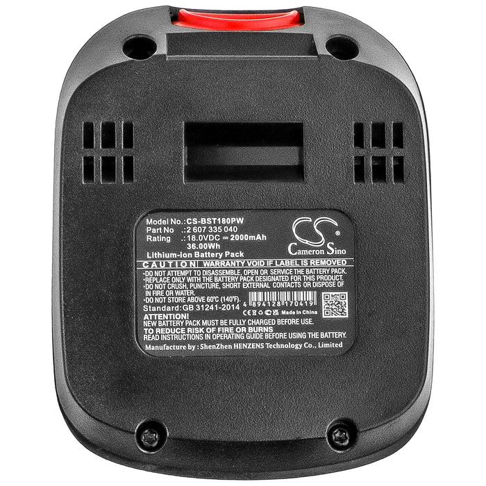 CS-BST180PW : Battery for Bosch PSR 18 LI-2, PSB 18 LI-2, PSB 18 LI-2H and others - Replaces Bosch 2 607 335 040, 2 607 336 039, 1 600 Z00 000 and others