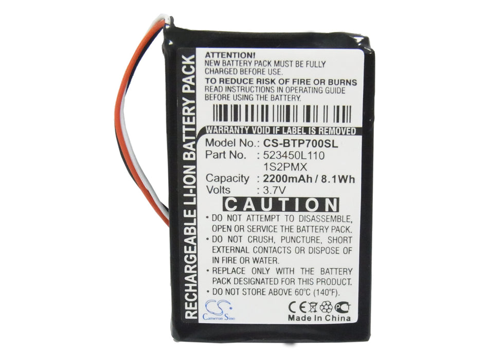 CS-BTP700SL : Battery for Blaupunkt TravelPilot 500, TravelPilot 700 - Replaces Blaupunkt 523450L110, 1S2PMX