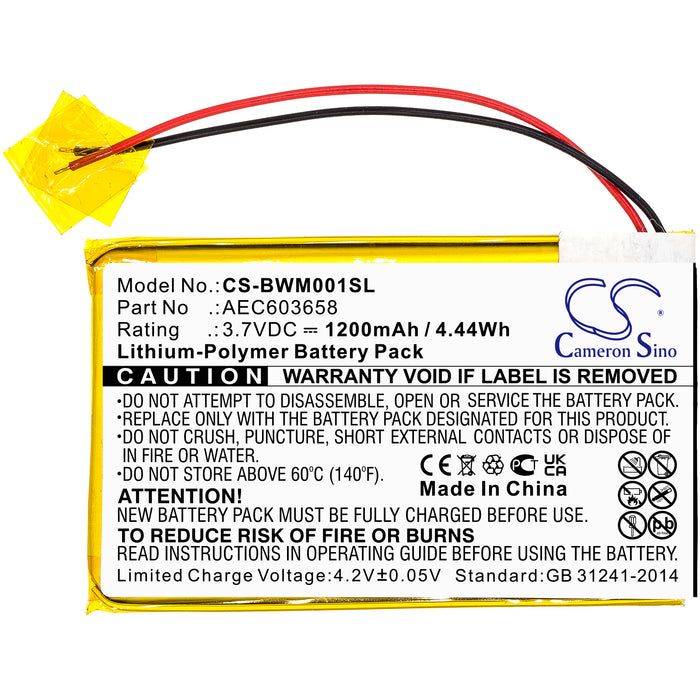 CS-BWM001SL : Battery for BW Gasalert Microclip Gas Detector, GasAlert Micro Clip XL, MCXL-MPCB1 and others - Replaces BW AEC603658