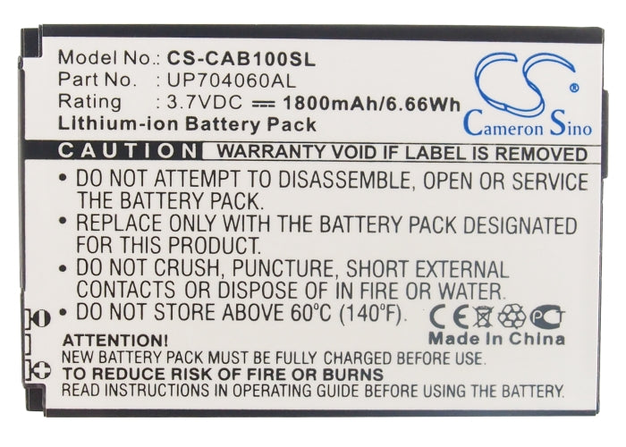 CS-CAB100SL : Battery for CAT B10 - Replaces CAT UP704060AL