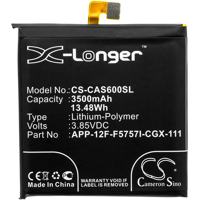 CS-CAS600SL : Battery for CAT S60 - Replaces CAT APP-12F-F5757I-CGX-111