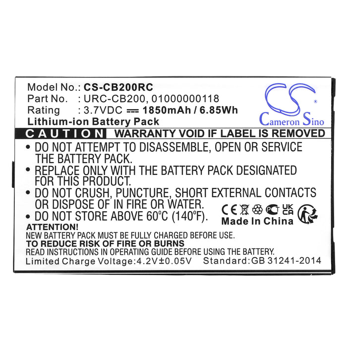 CS-CB200RC : Battery for Sonos CB200, CB200WR1, CR200 and others - Replaces Sonos URC-CB200, 01000000118