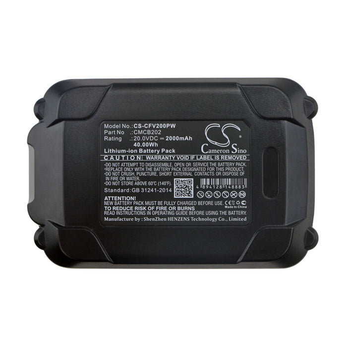 CS-CFV200PW : Battery for Craftsman V20 Cordless Compact Blower, CMCBL0100, CMCBL0100B and others - Replaces Craftsman CMCB202, CMCN202