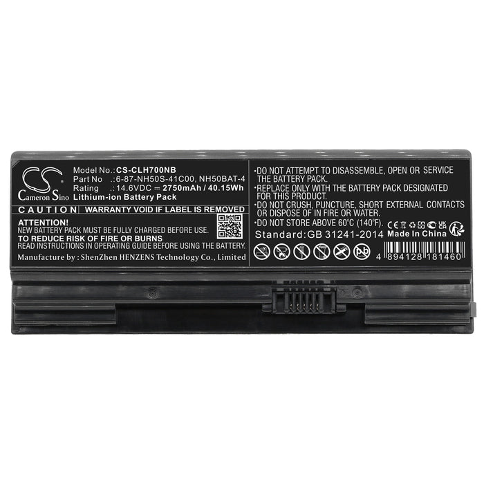CS-CLH700NB : Battery for Shinelon T3TI, T3 Pro - Replaces Clevo 6-87-NH50S-41C00, NH50BAT-4