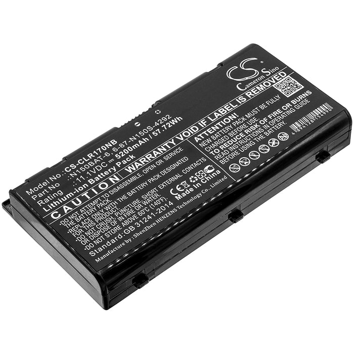 CS-CLR170NB : Battery for Clevo N170RD, N155RD1, N150RF1-G and others - Replaces Clevo 6-87-N150S-4292, N150BAT-6