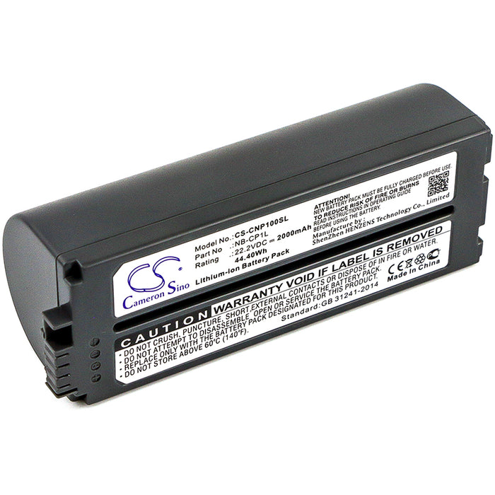 CS-CNP100SL : Battery for Canon Selphy CP-100, Selphy CP-200, Selphy CP-220 and others - Replaces Canon NB-CP1L, NB-CP2L, NB-CP2LH and others