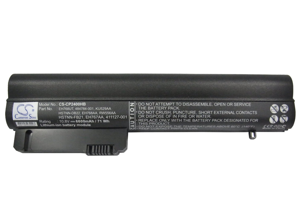 CS-CP2400HB : Battery for HP 2533t, EliteBook 2530p - Replaces HP 412789-001, BJ803AA, HSTNN-XB21 and others