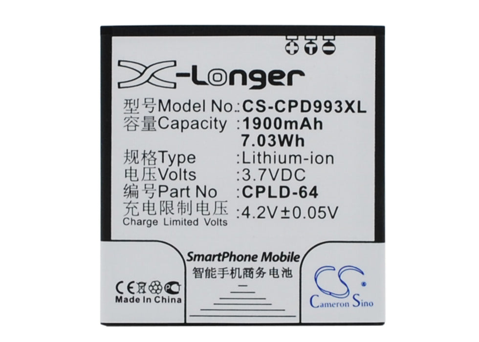 CS-CPD993XL : Battery for Coolpad 9930, W702 - Replaces Coolpad CPLD-64