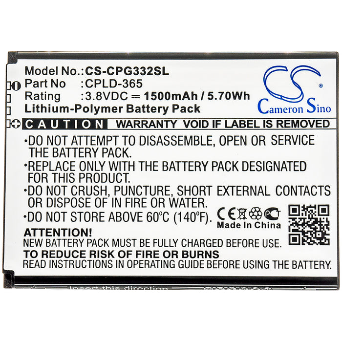 CS-CPG332SL : Battery for Coolpad Rogue 4G, 3320A - Replaces Coolpad CPLD-365