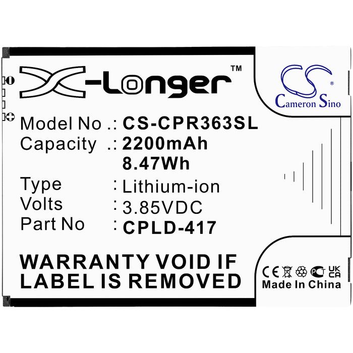 CS-CPR363SL : Battery for Coolpad Defiant, BTR3635A - Replaces Coolpad CPLD-417