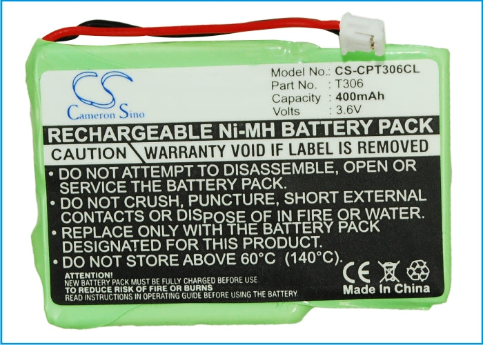 CS-CPT306CL : Battery for Telecom T-Fax CM301, T-Fax CM310, Colors Memo and others - Replaces Telecom 4M3EMJZ, T306, F6M3EMX