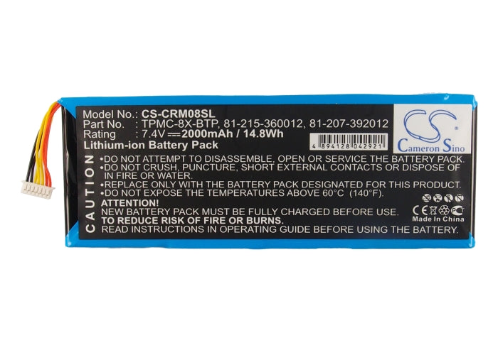 CS-CRM08SL : Battery for Crestron TPMC-8X, TPMC-8X WiFi, 6502269 - Replaces Crestron TPMC-8X-BTP, 81-215-360012, 81-207-392012