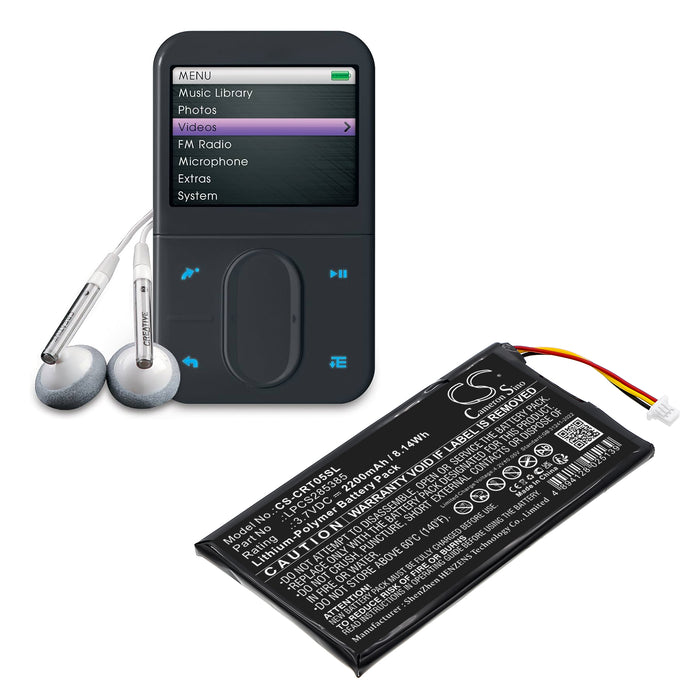 CS-CRT05SL : Battery for Creative Zen Vision M 30GB, Zen Vision M (60GB), DVP-HD0003 - Replaces Creative LPCS285385, BA20603R79914