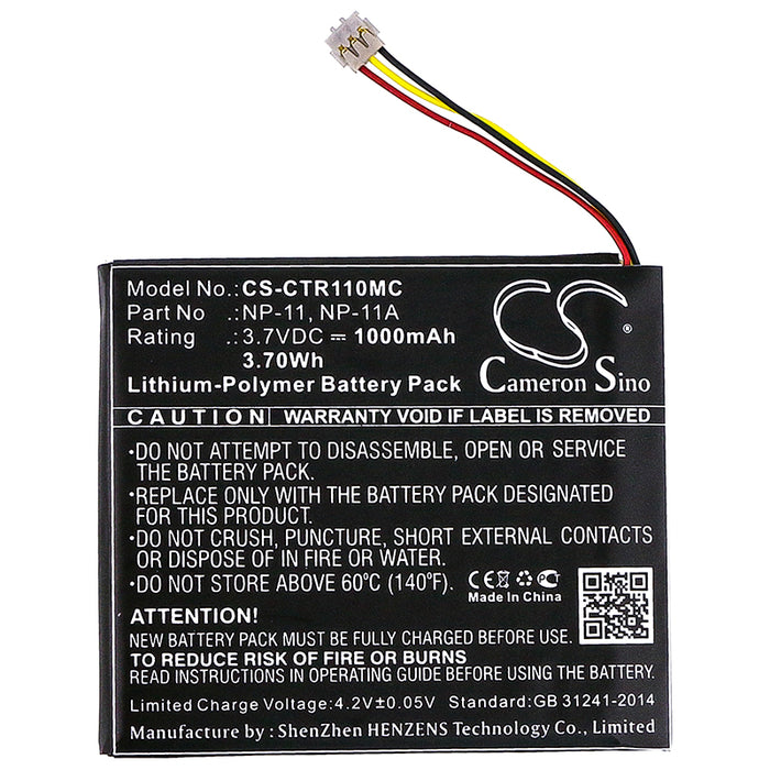 CS-CTR110MC : Battery for Casio TR Mini, TR-M11 - Replaces Casio NP-11, NP-11A, LIS1639CSPC