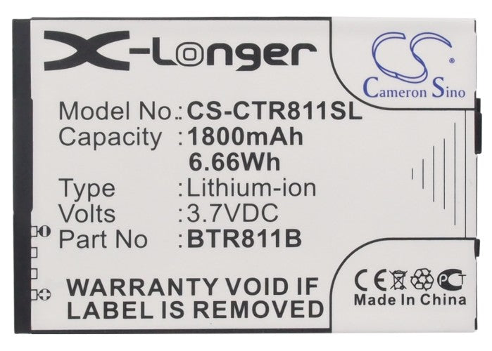 CS-CTR811SL : Battery for Casio Commando 2, Commando 4G LTE, C811 and others - Replaces Casio BTR811B, CA-201L1