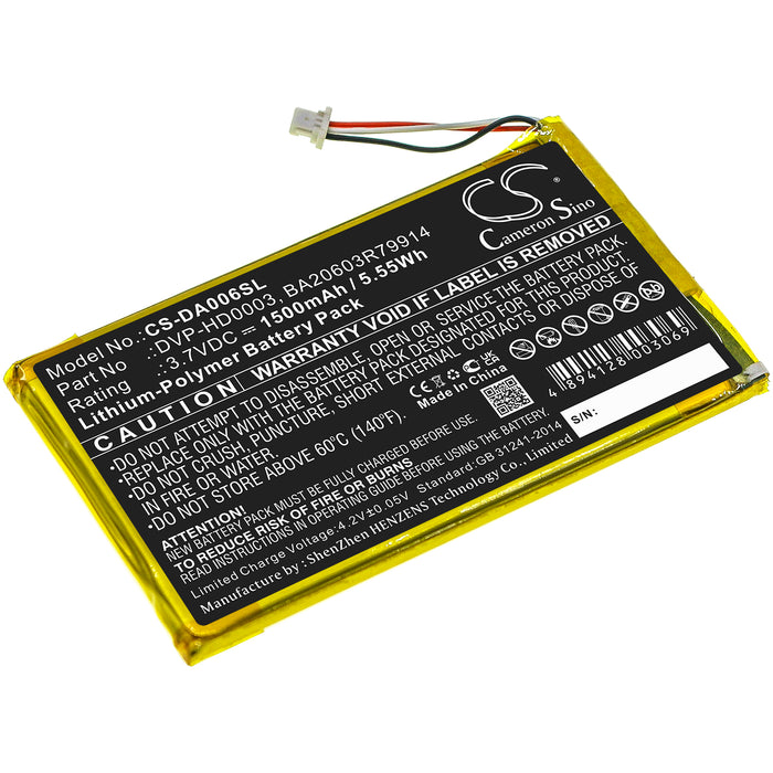 CS-DA006SL : Battery for Creative Zen Vision M, Zen Vision M Video - Replaces Creative DVP-HD0003, BA20603R79914