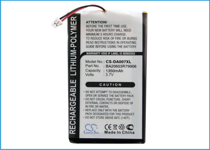CS-DA007XL : Battery for Creative Zen Neeon, Zen Neeon 2, Zen Neeon DAP-MD0005 - Replaces Creative BA20603R79906