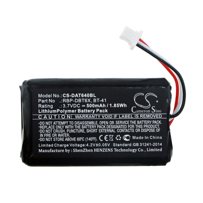 CS-DAT640BL : Battery for Datalogic RIDA DBT6400, RBP-6400 - Replaces Datalogic RBP-DBT6X, BT-41, 128004100