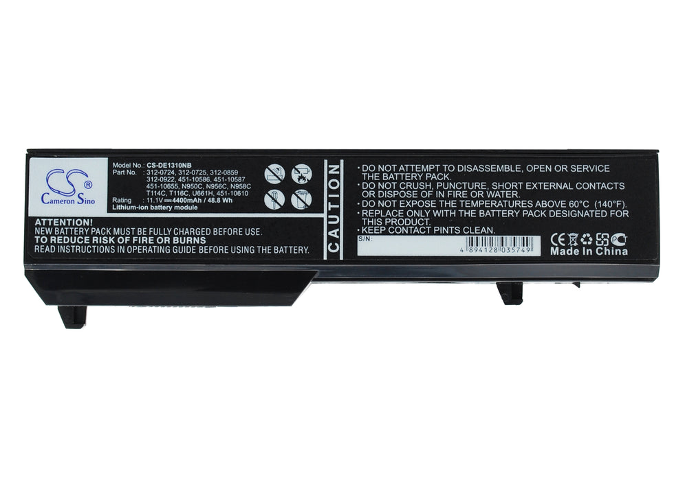 CS-DE1310NB : Battery for DELL Vostro 1310, Vostro 1510, Vostro 2510 and others - Replaces DELL 312-0724, 312-0725, 312-0859 and others