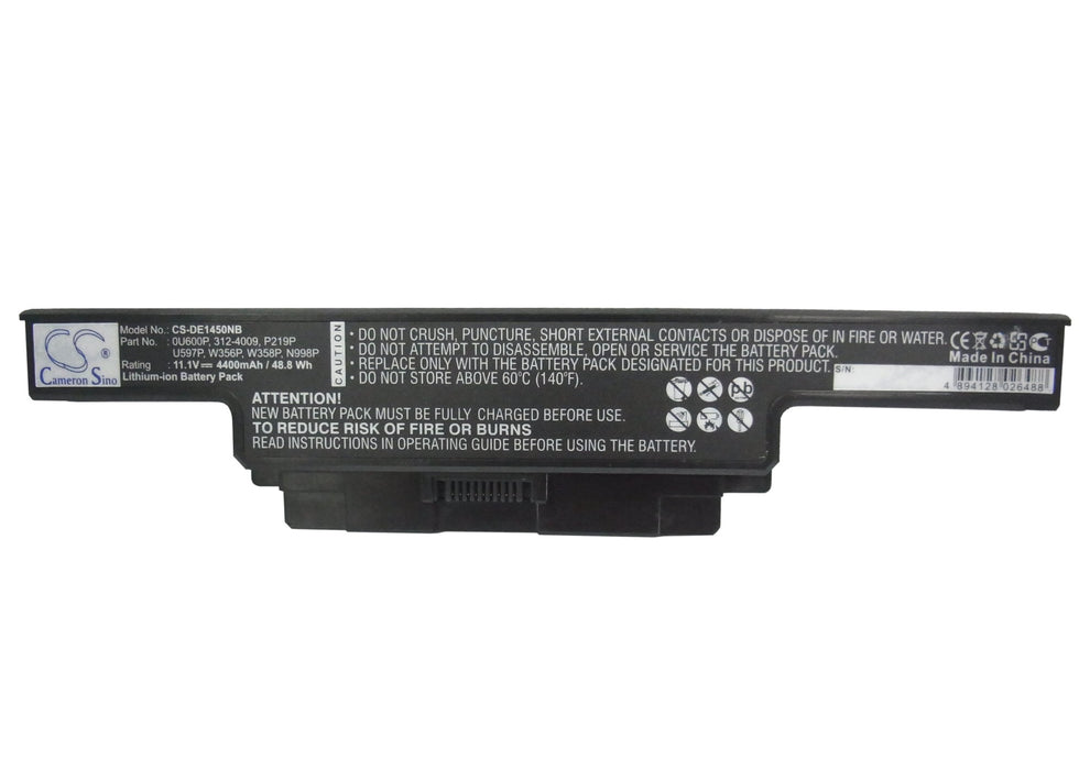 CS-DE1450NB : Battery for DELL Studio 1450, Studio 1457, Studio 1458 - Replaces DELL 0U600P, 312-4009, P219P and others