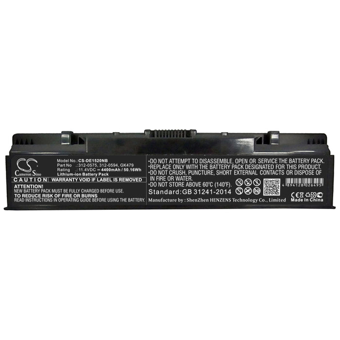 CS-DE1520NB : Battery for DELL Inspiron 1521, Inspiron 1721, Inspiron 1520 and others - Replaces DELL 312-0575, 312-0594, GK479 and others