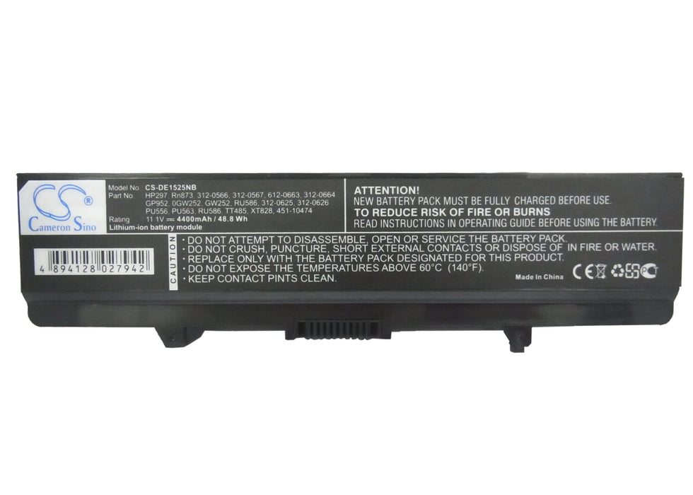 CS-DE1525NB : Battery for DELL Inspiron 1525, Inspiron 1526, Inspiron 1545 and others - Replaces DELL GP952, 0GW252, GW252 and others