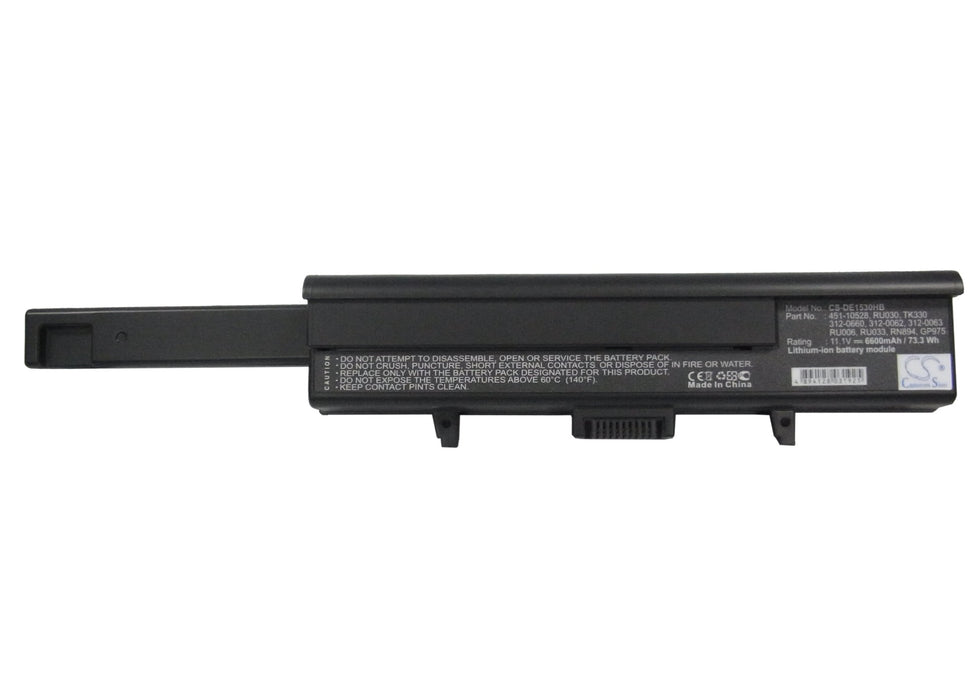 CS-DE1530HB : Battery for DELL XPS M1530, XPS M1500, XPS M1530n - Replaces DELL 312-0660, 312-0662, 312-0663 and others