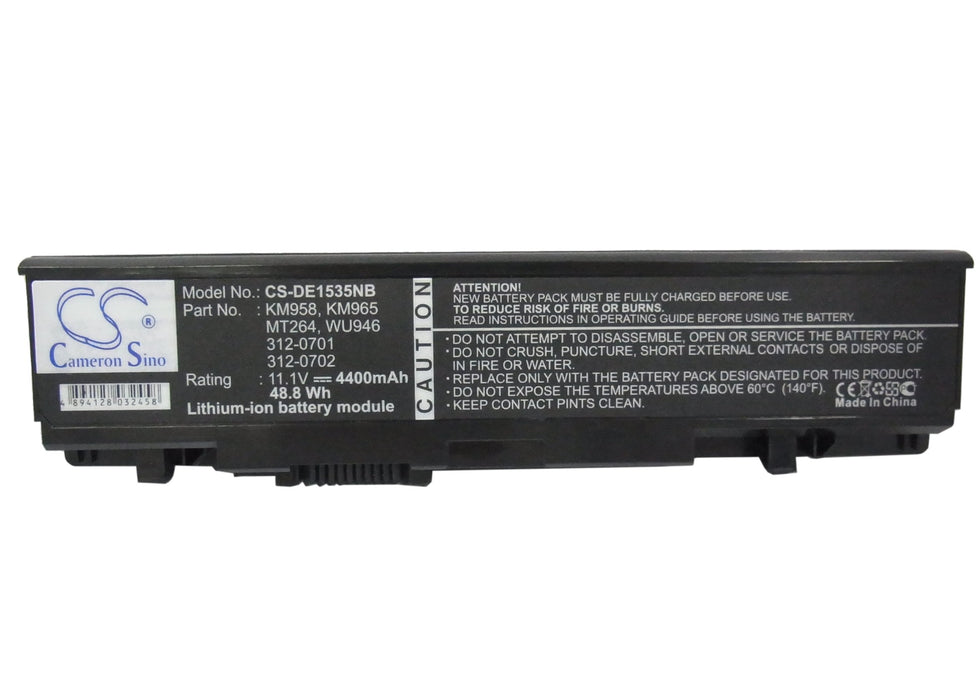 CS-DE1535NB : Battery for DELL Studio 1535, Studio 1536, Studio 1537 and others - Replaces DELL 312-0701, 312-0702, KM958 and others